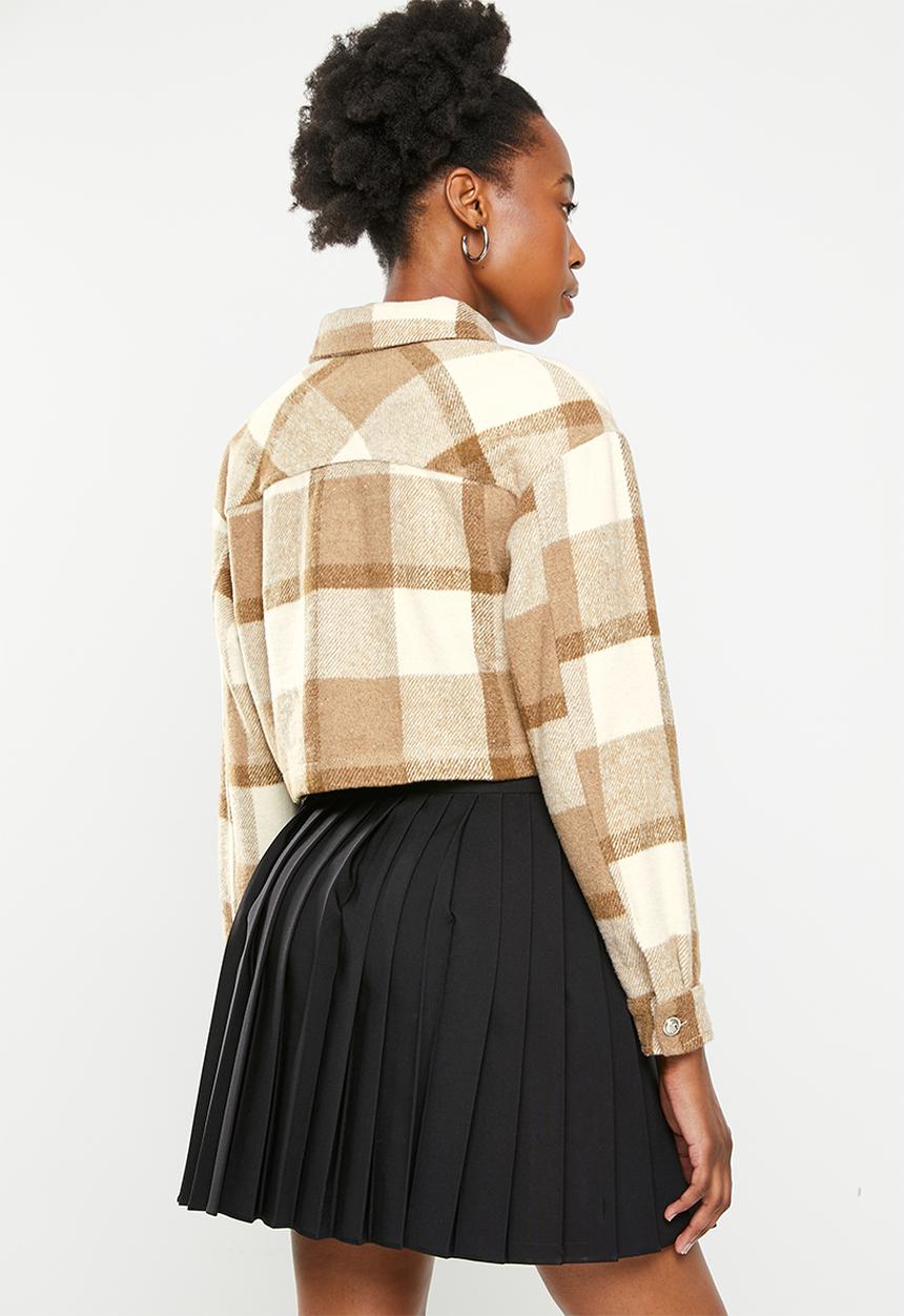 dailyfriday - Crop check shacket - brown check