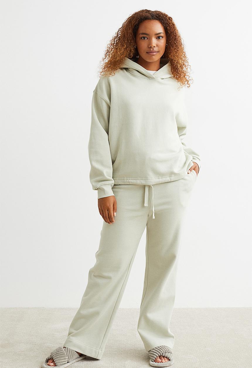 H&M - Boxy drawstring hoodie - light dusky green