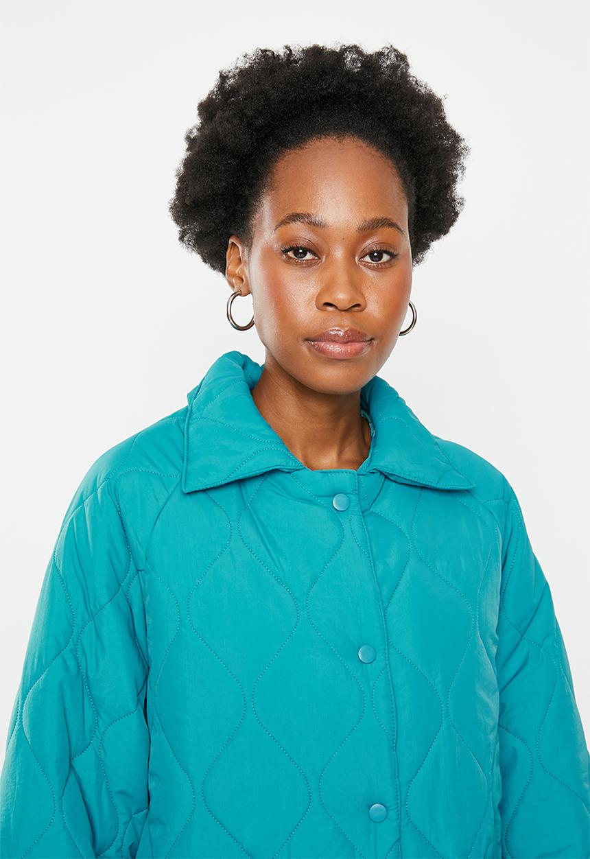 dailyfriday - Oversized quilted shacket - blue