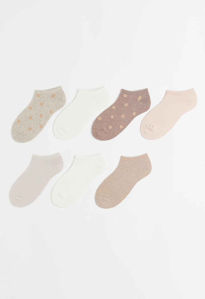H&M - 7 Pack trainer socks - light beige & old rose
