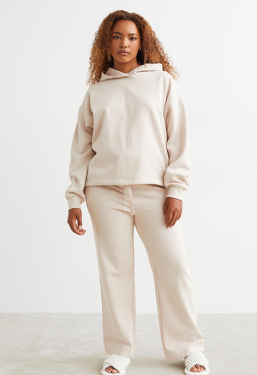 H&M - Boxy drawstring hoodie - light beige