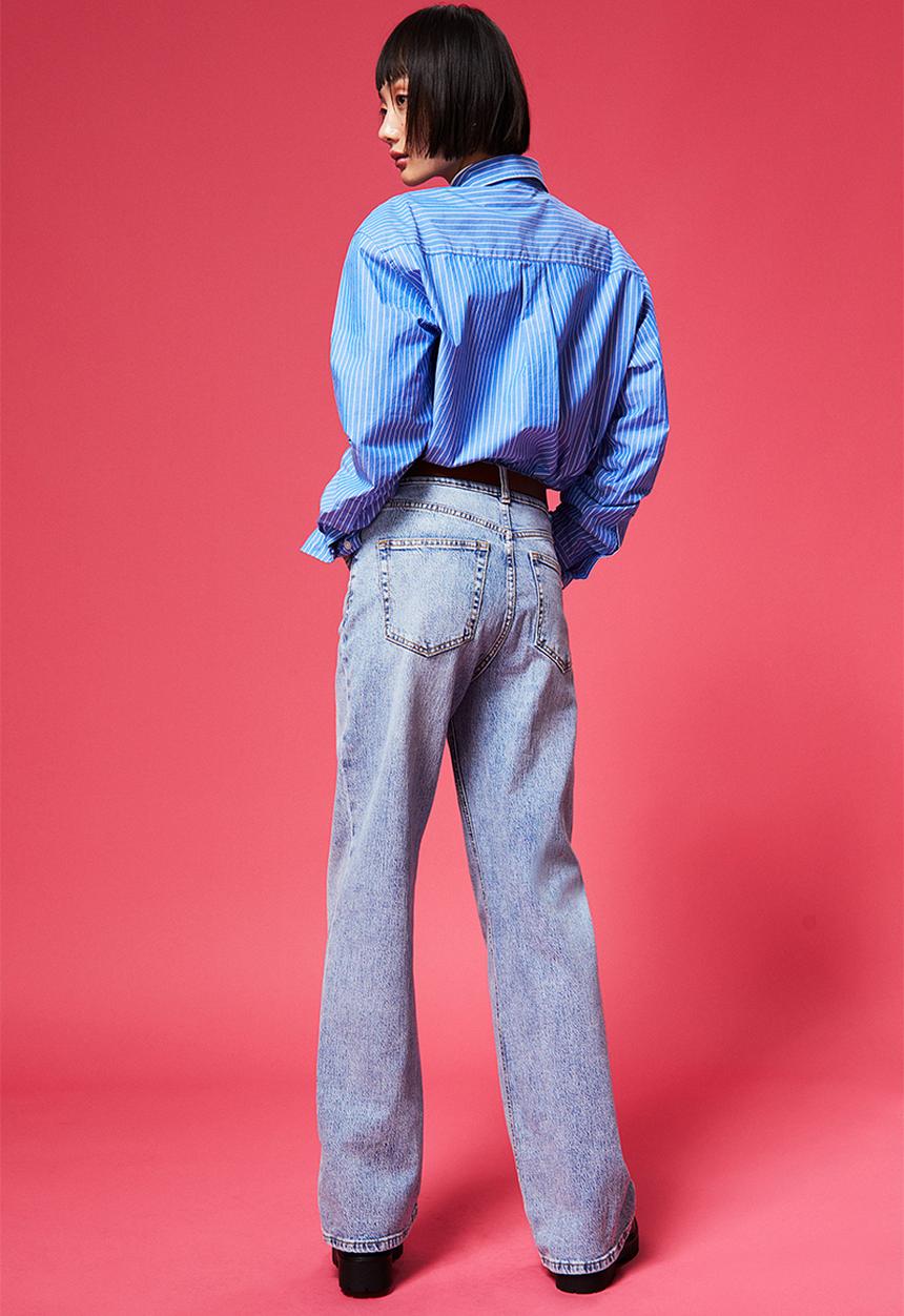 H&M - Wide high jeans - light denim blue