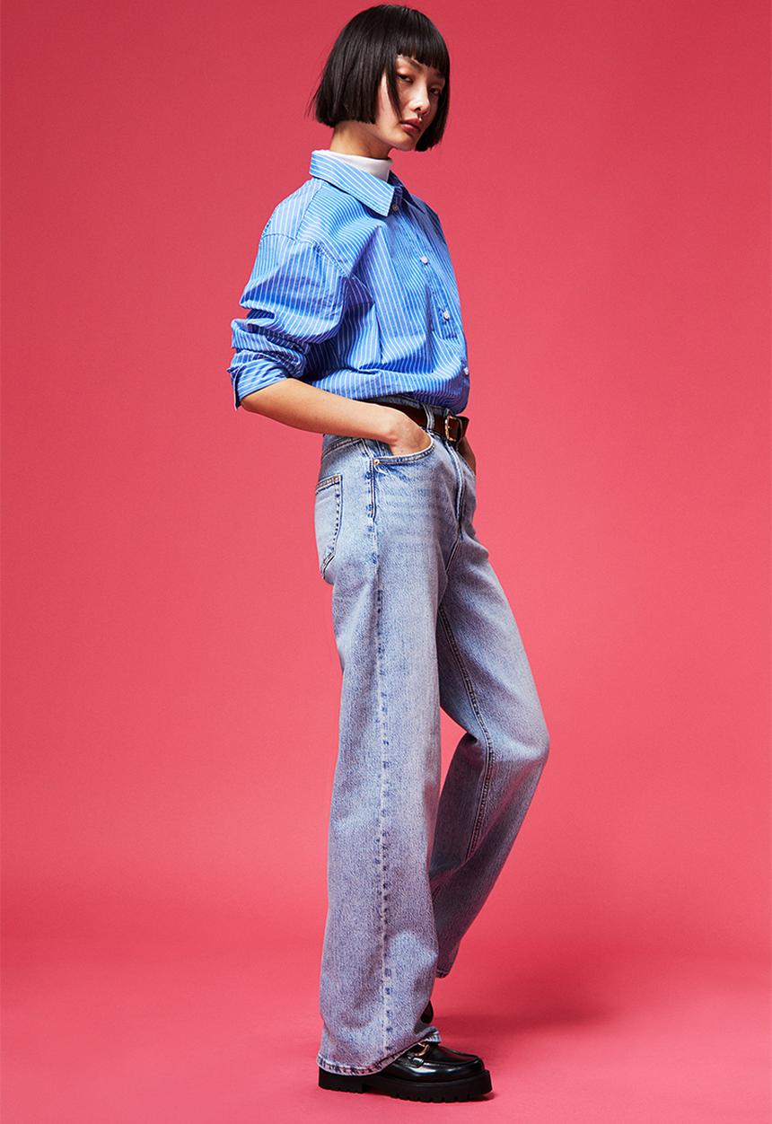 H&M - Wide high jeans - light denim blue