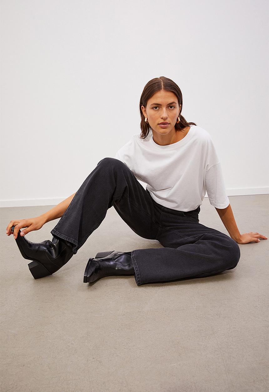 H&M - Wide high jeans - dark grey