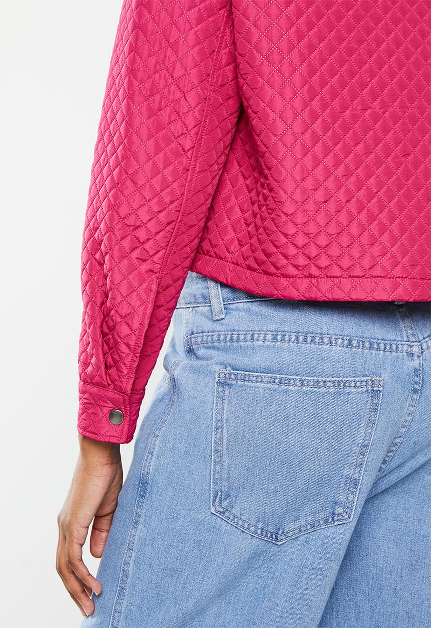 dailyfriday - Quilted crop shacket - cerise