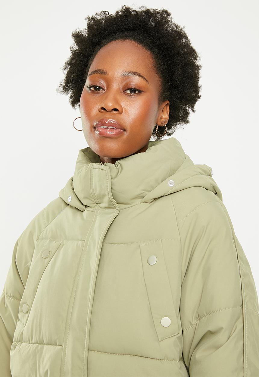 dailyfriday - Fur hood puffer - sage