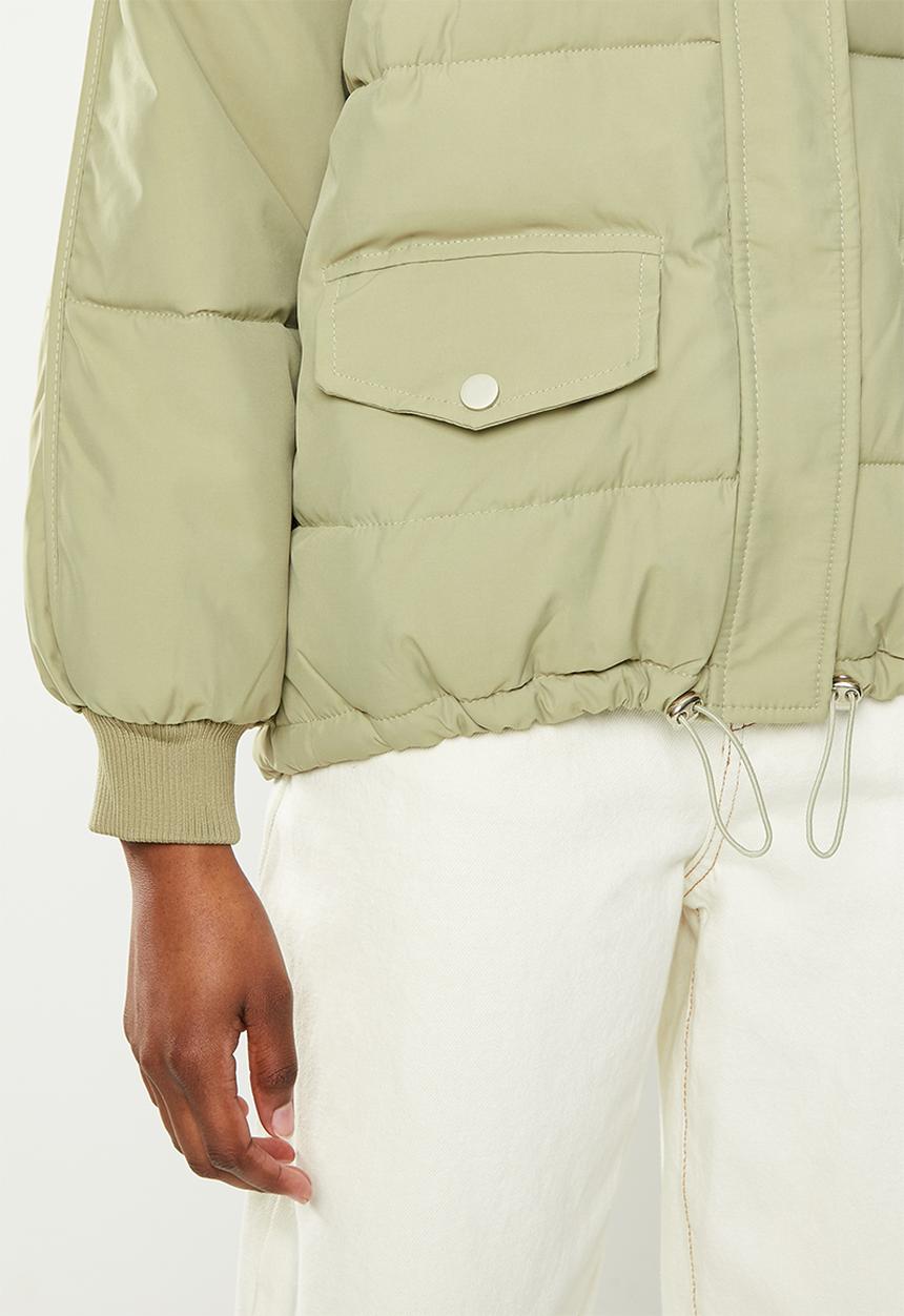 dailyfriday - Fur hood puffer - sage