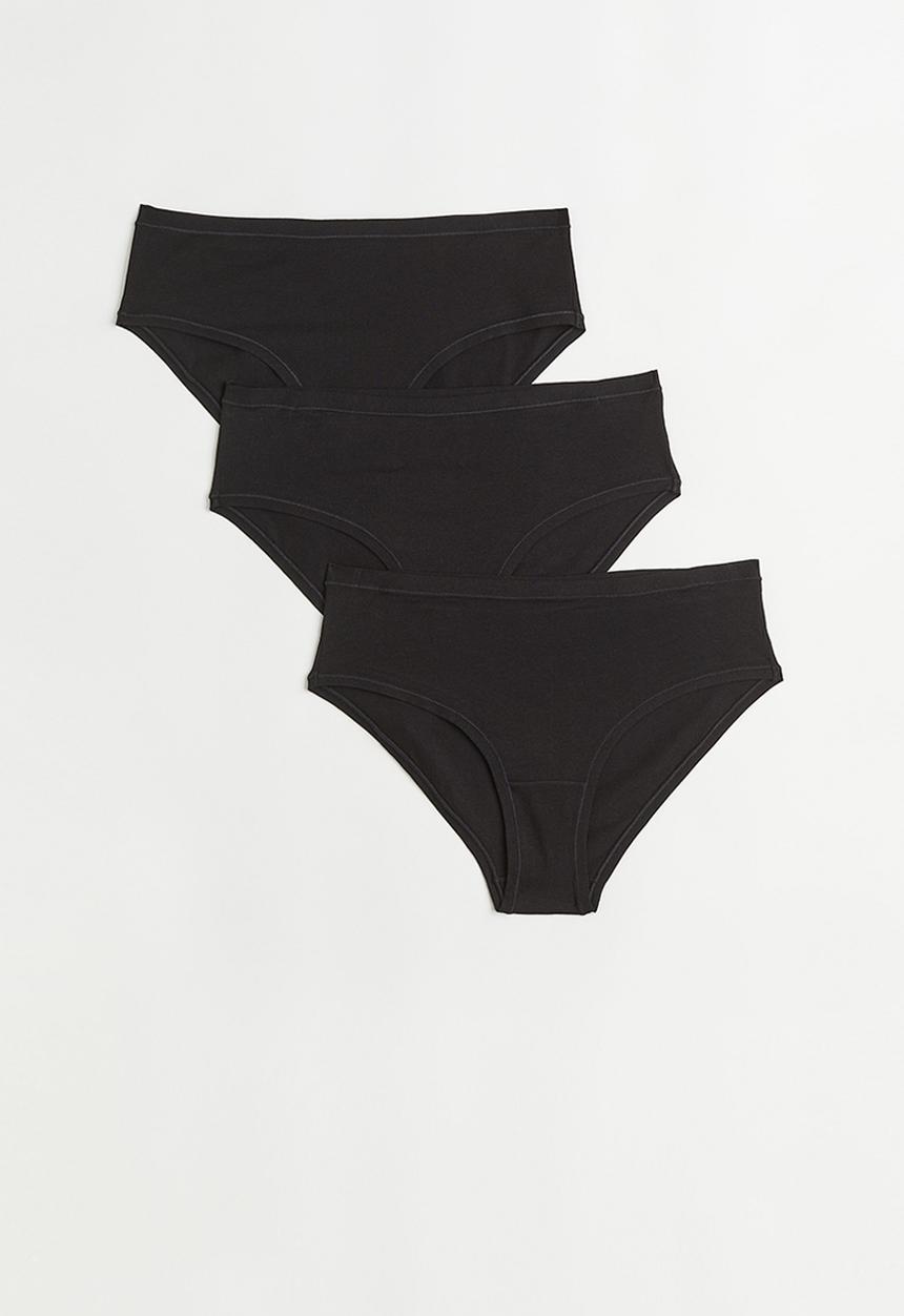 H&M - 3 Pack cotton hipster briefs - black