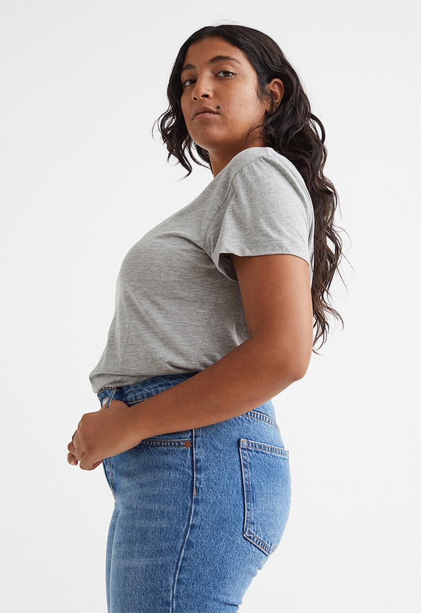 H&M - Cotton T-shirt - light grey marl