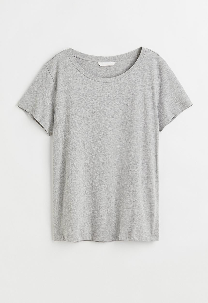 H&M - Cotton T-shirt - light grey marl