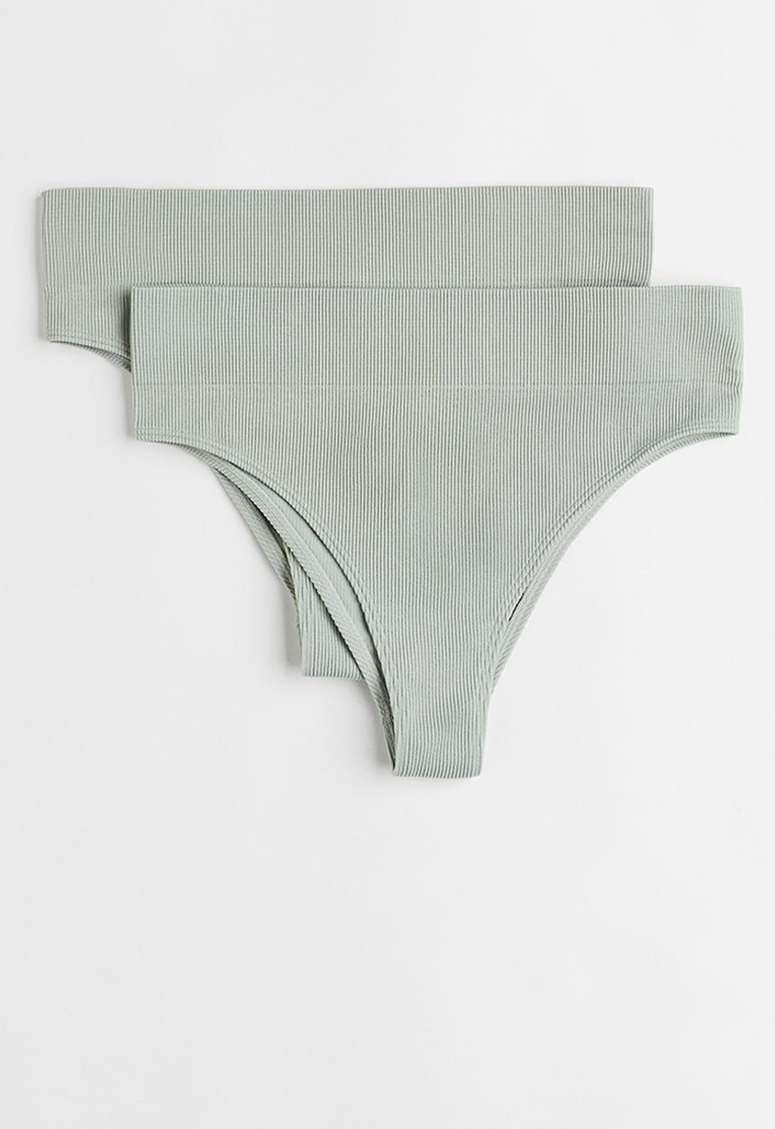 H&M - 2 Pack brazilian briefs - light dusky green