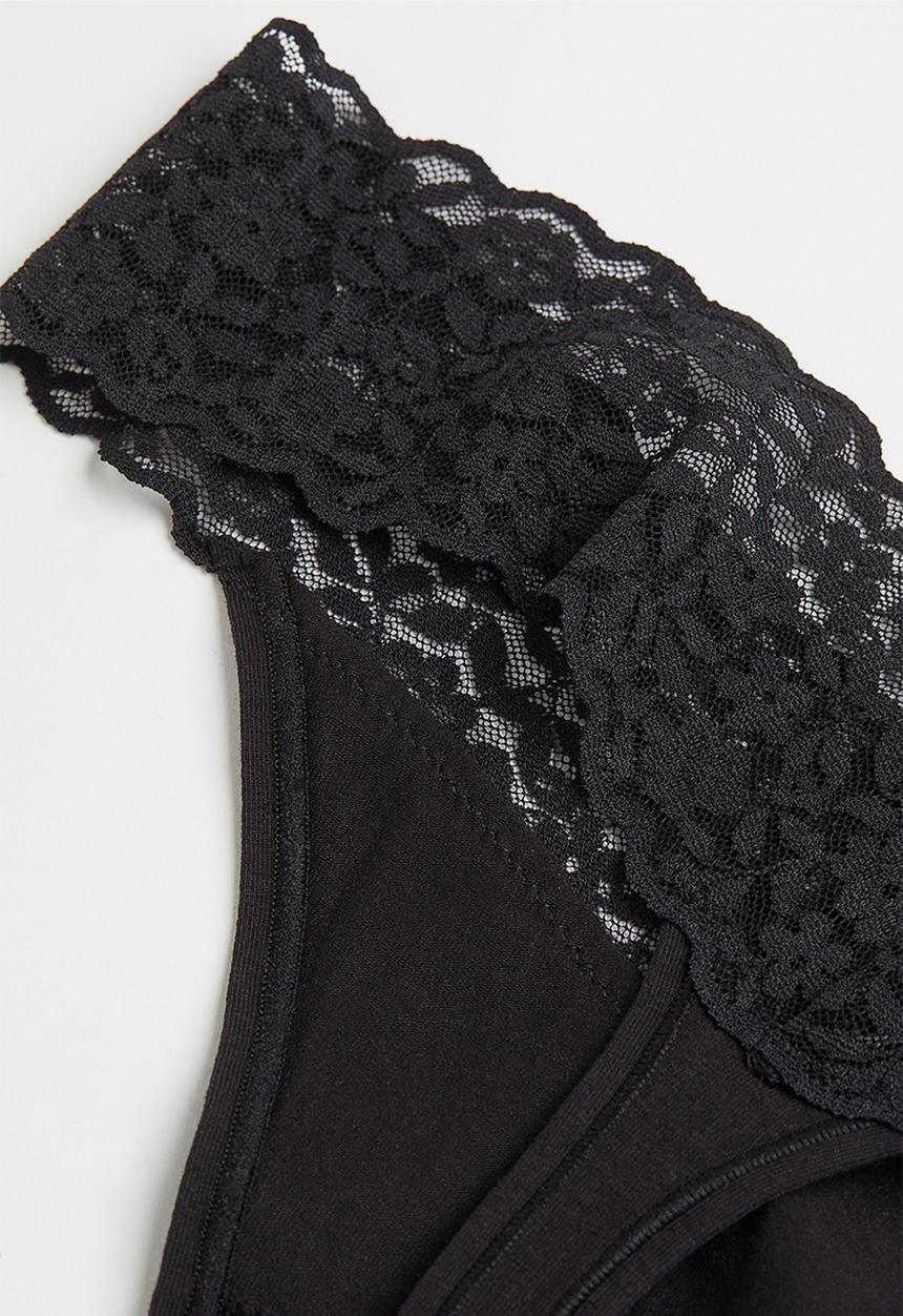 H&M - 3 Pack lace thong briefs - black