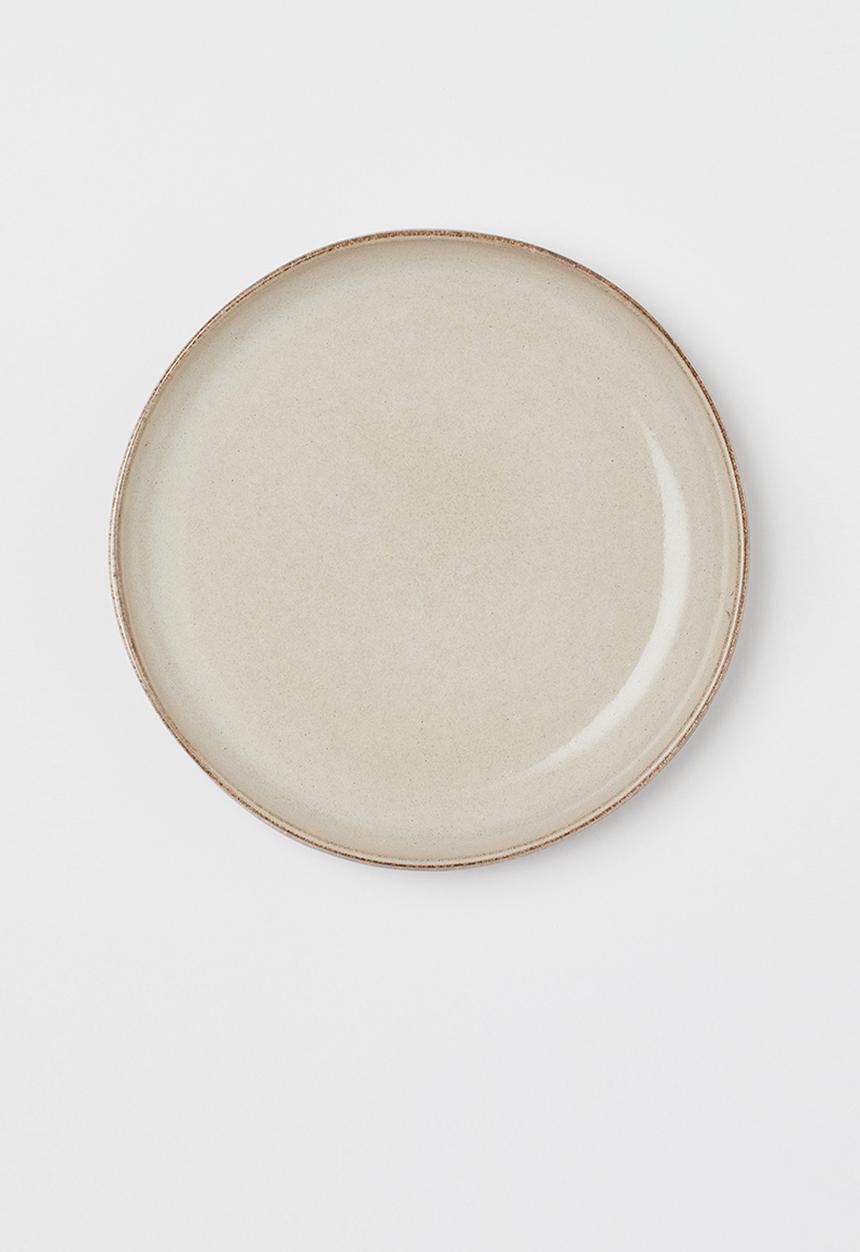 H&M - Deep stoneware plate - beige