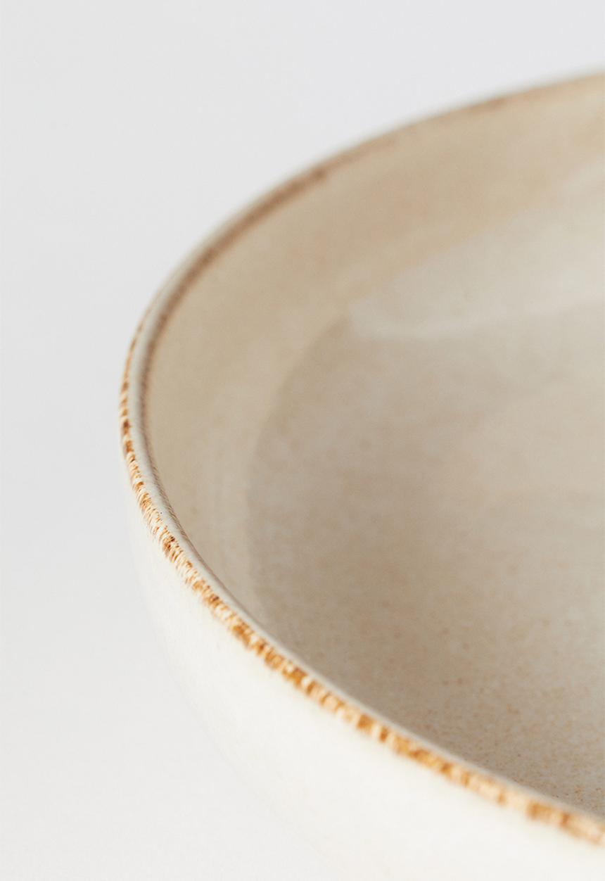 H&M - Deep stoneware plate - beige
