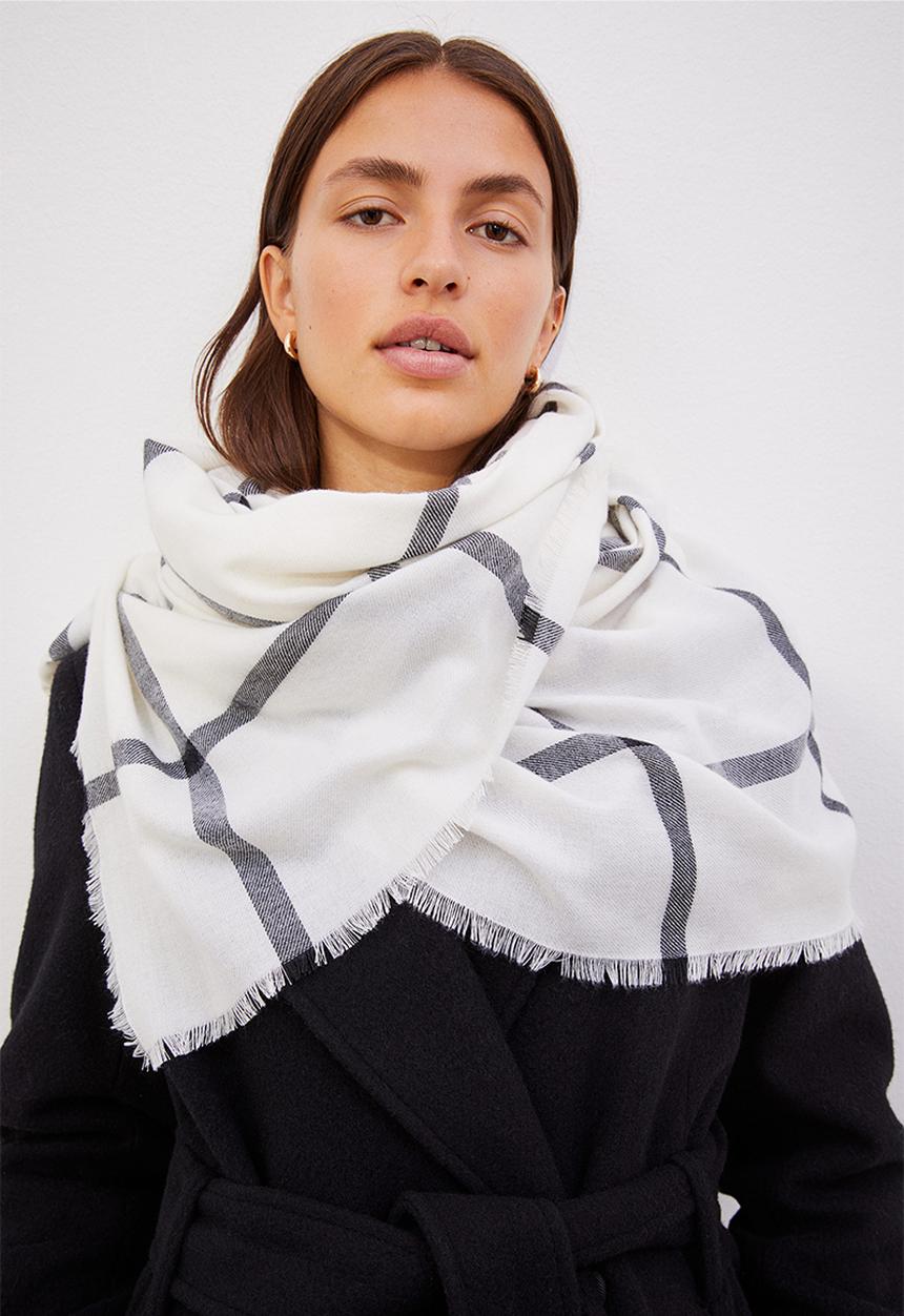 H&M - Jacquard-weave scarf - white/checked