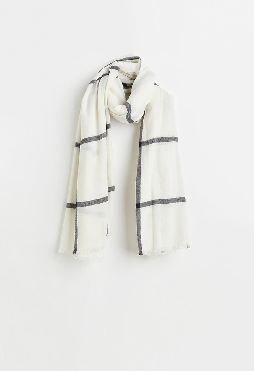 H&M - Jacquard-weave scarf - white/checked