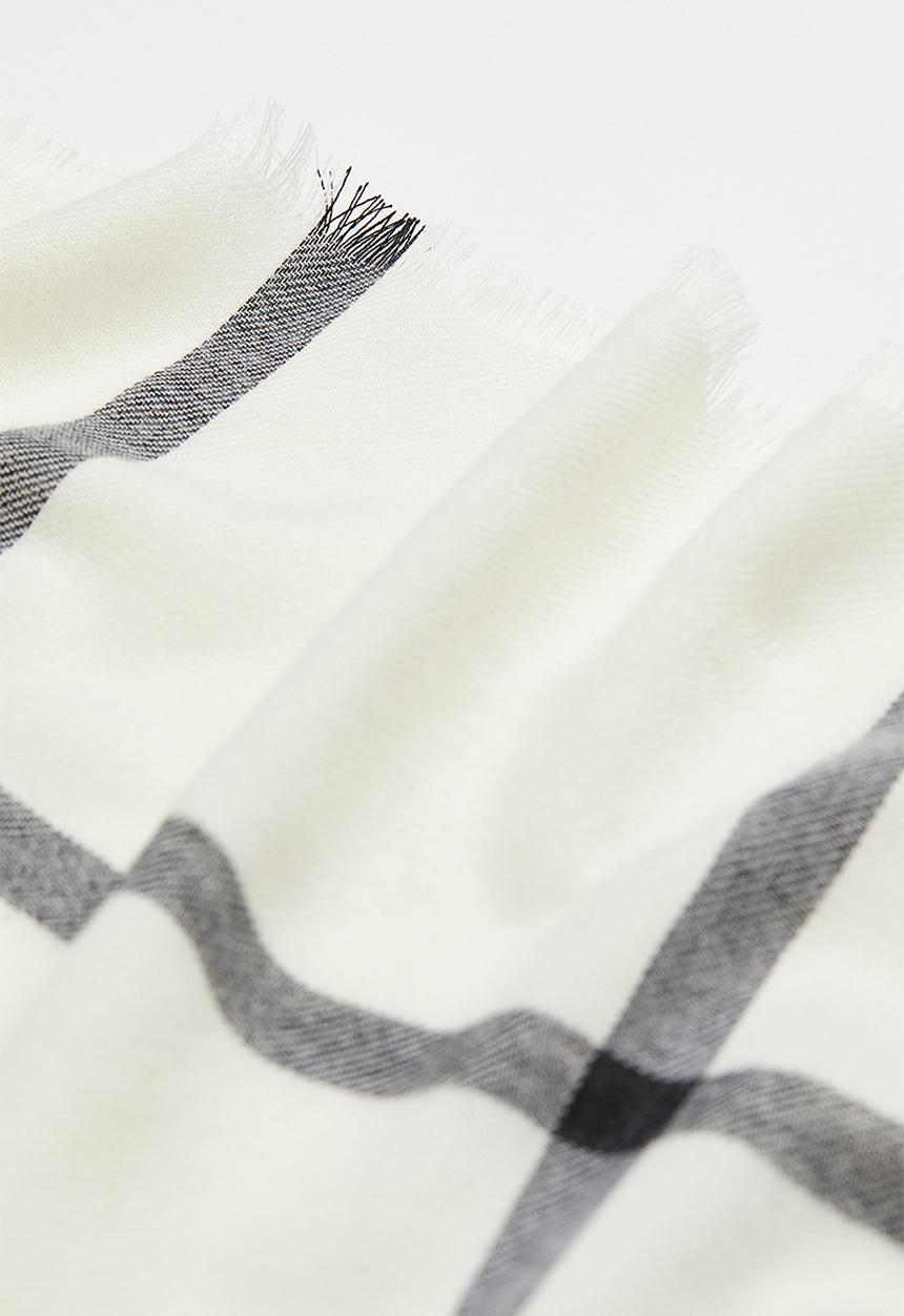 H&M - Jacquard-weave scarf - white/checked