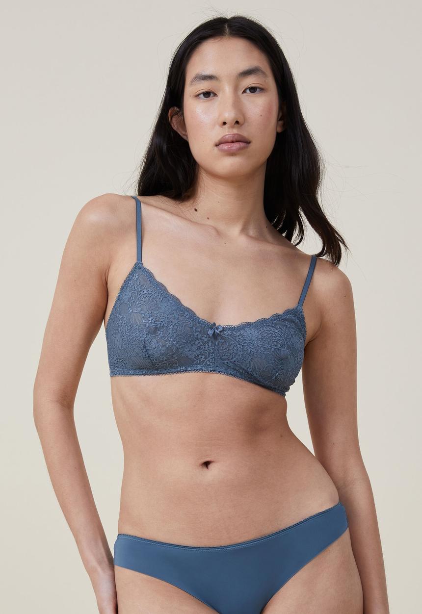 Cotton On - Ultimate comfort lace triangle bralette - tidal teal