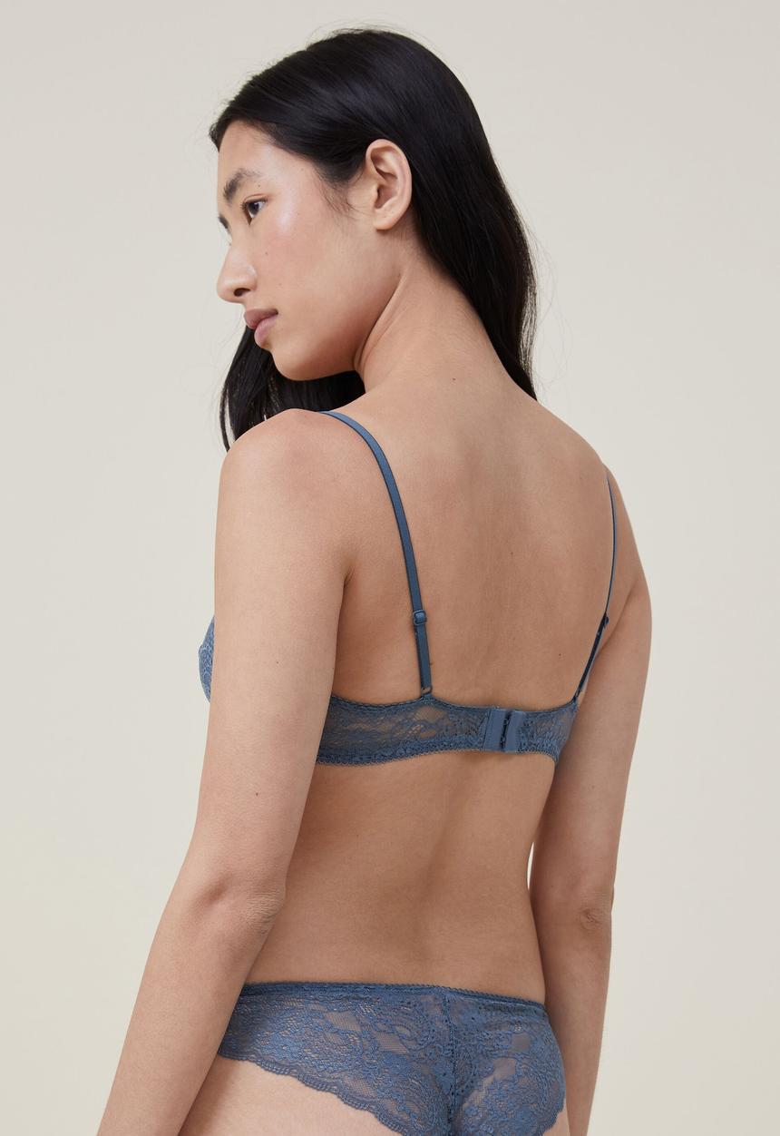 Cotton On - Ultimate comfort lace triangle bralette - tidal teal