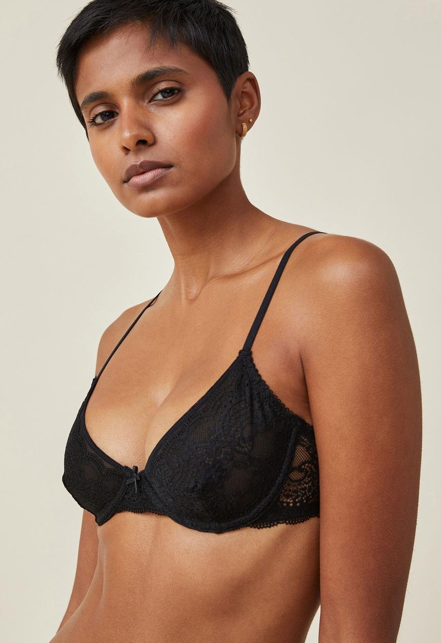 Cotton On - Ultimate comfort lace underwire bra - black