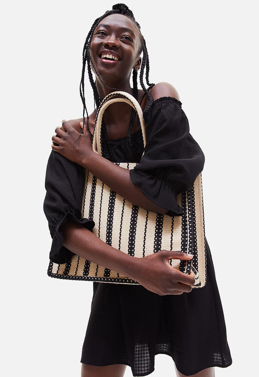 H&M - Jacquard-weave handbag - beige/multi