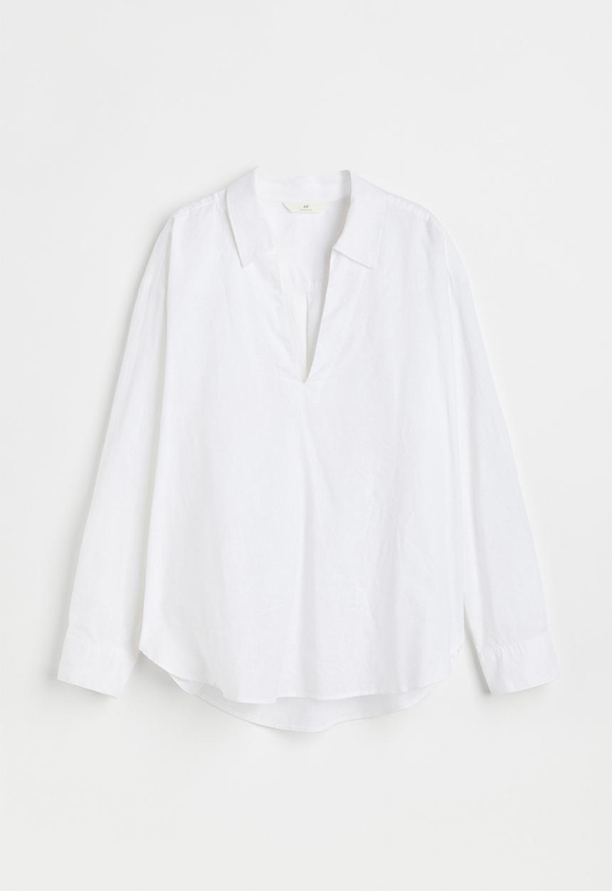 H&M - Popover linen-blend shirt - white