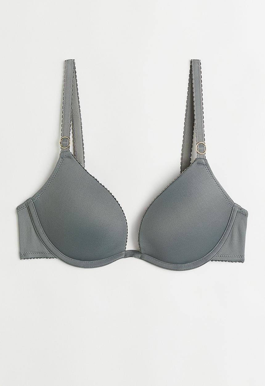 H&M - Jersey push-up bra - grey-green 