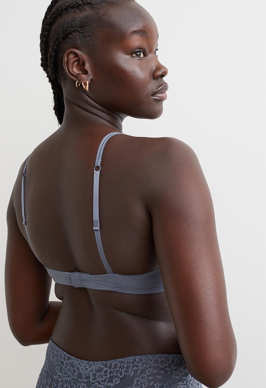 H&M - Lace push-up bra - pigeon blue