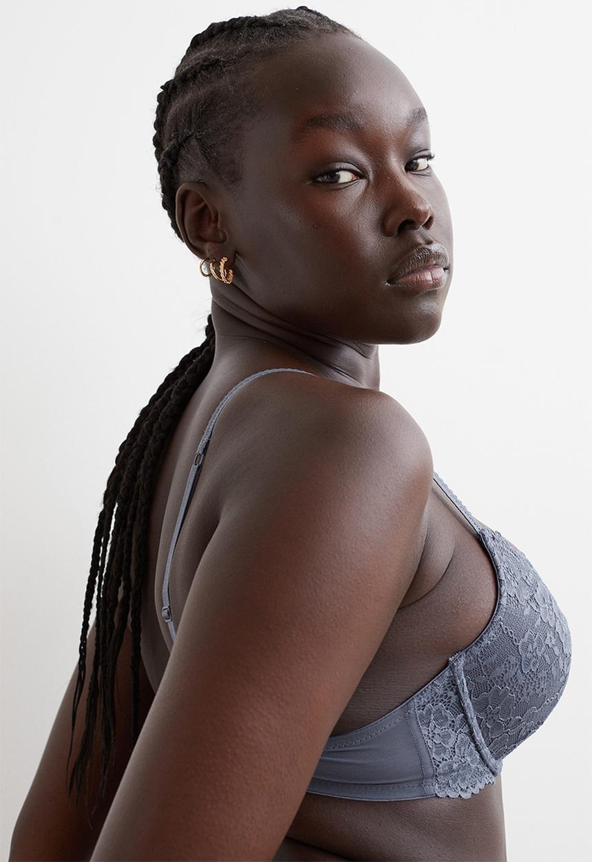 H&M - Lace push-up bra - pigeon blue
