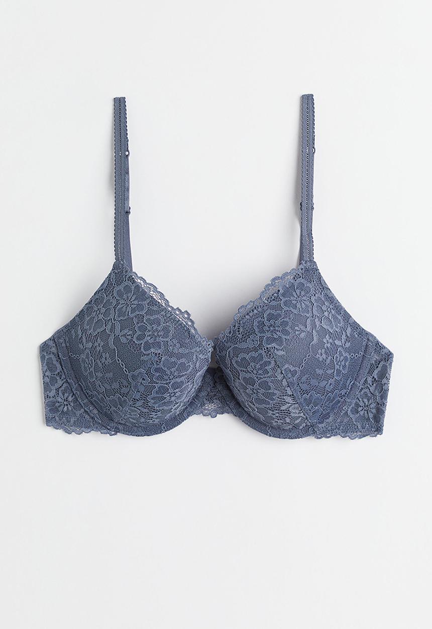 H&M - Lace push-up bra - pigeon blue
