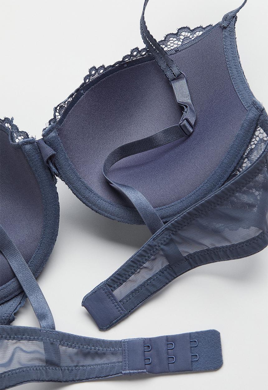 H&M - Lace push-up bra - pigeon blue