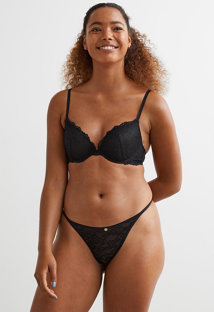 H&M - Lace push-up bra - black