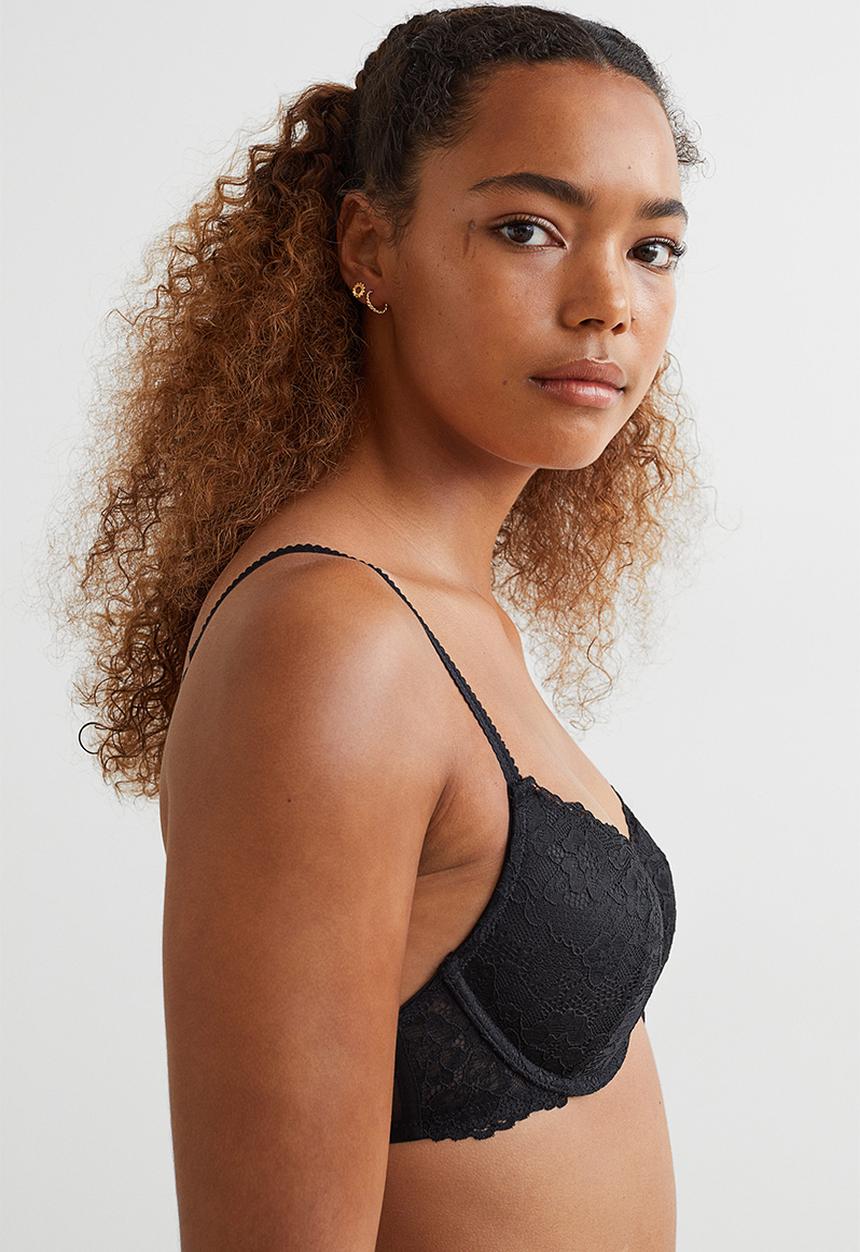 H&M - Lace push-up bra - black