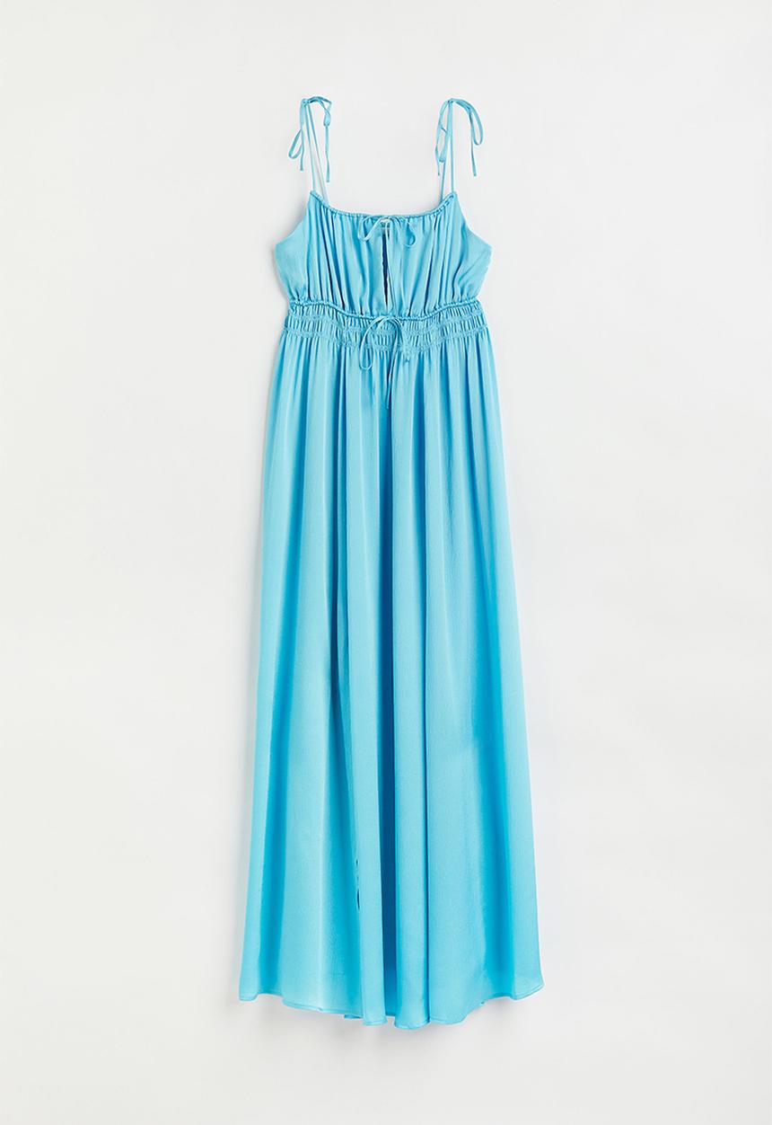 H&M - Long smock-waisted dress - light turquoise