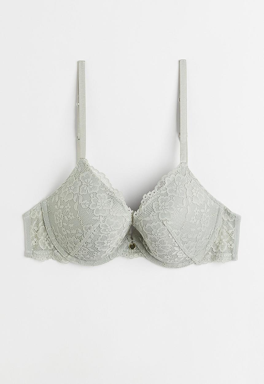 H&M - Lace push-up bra - light turquoise
