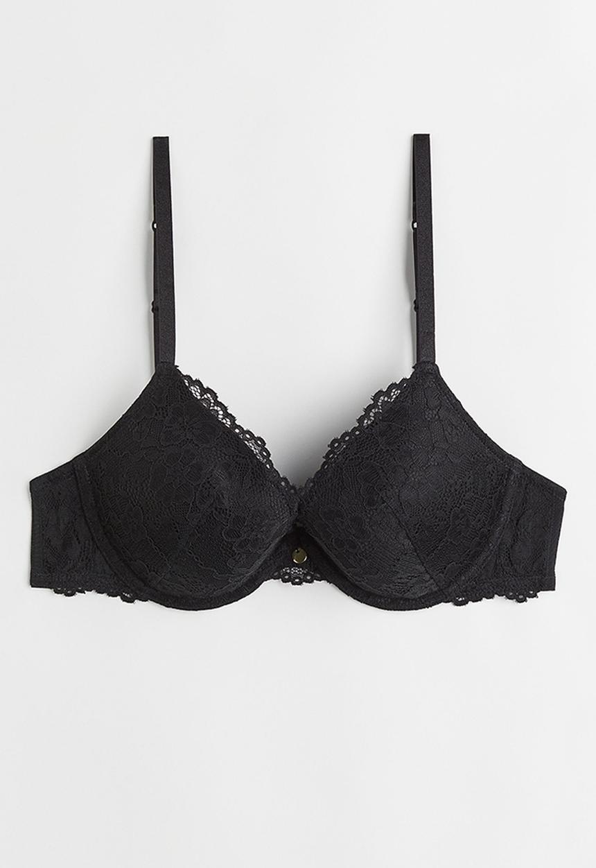 H&M - Lace push-up bra - black 