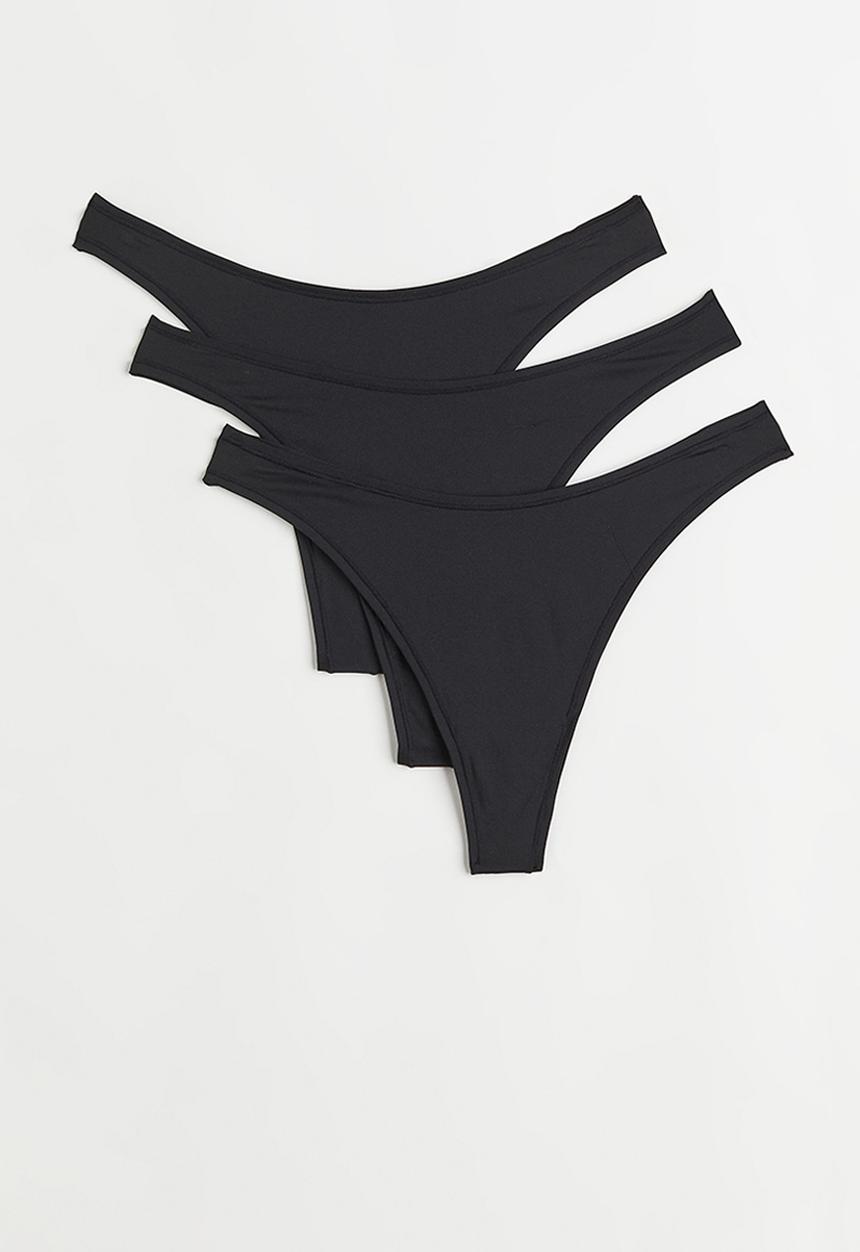 H&M - 3 Pack jersey thong briefs - black