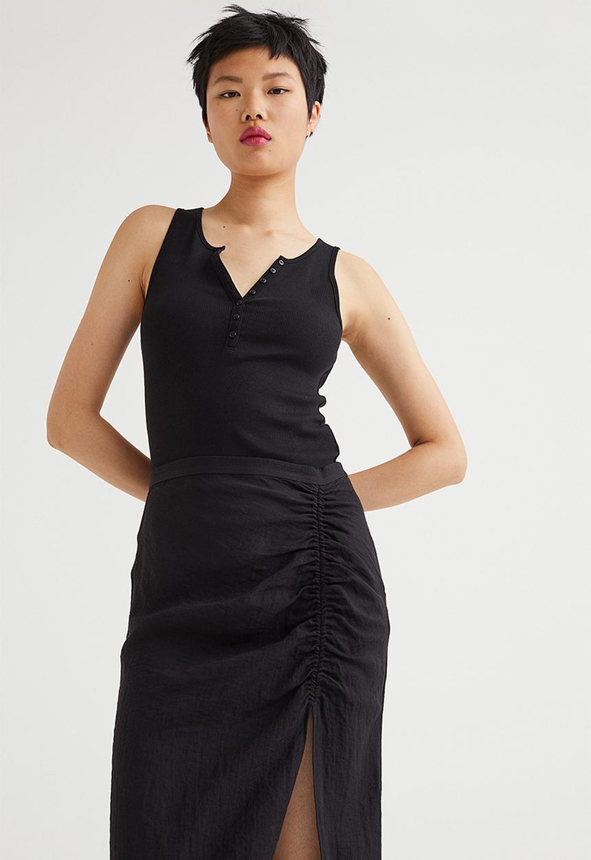 H&M - Ribbed cotton sleeveless top - black
