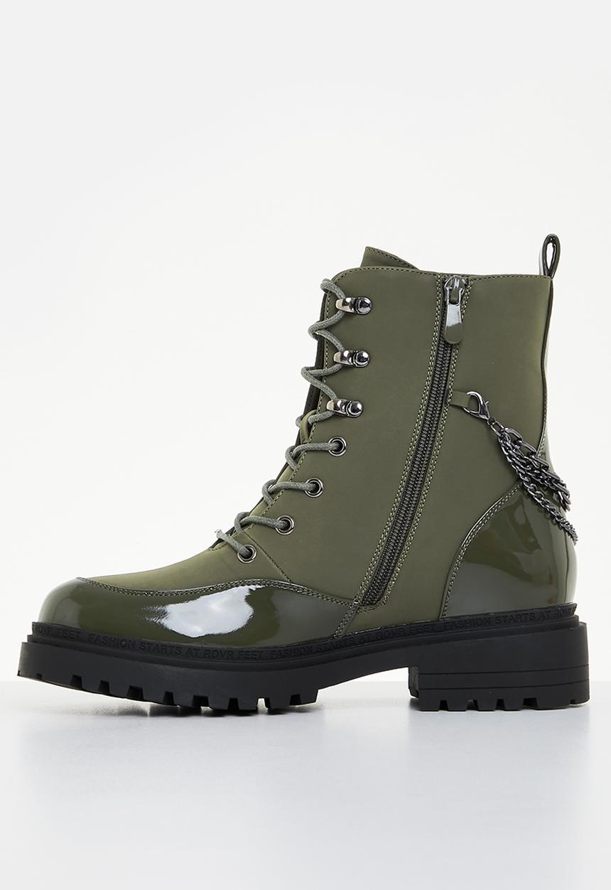 Miss Black - Cure 1 biker boot - olive