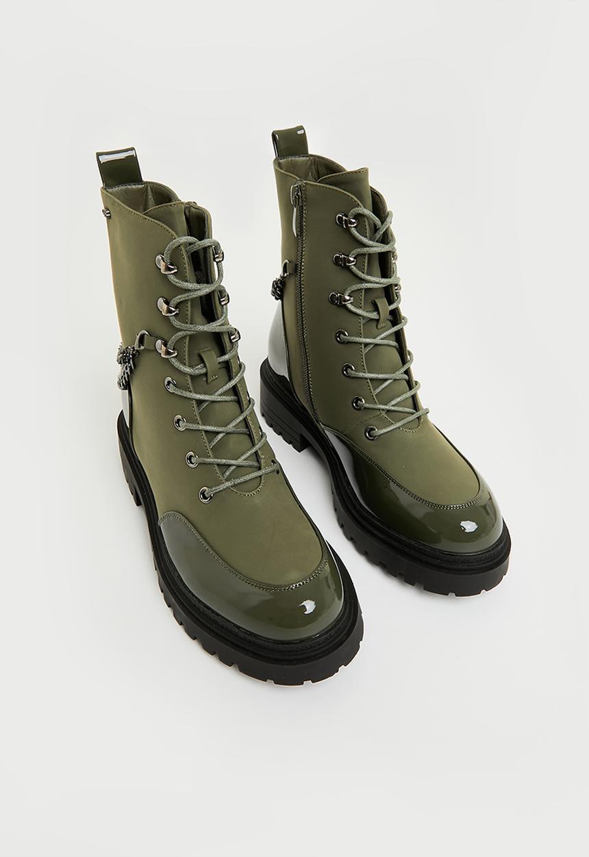 Miss Black - Cure 1 biker boot - olive