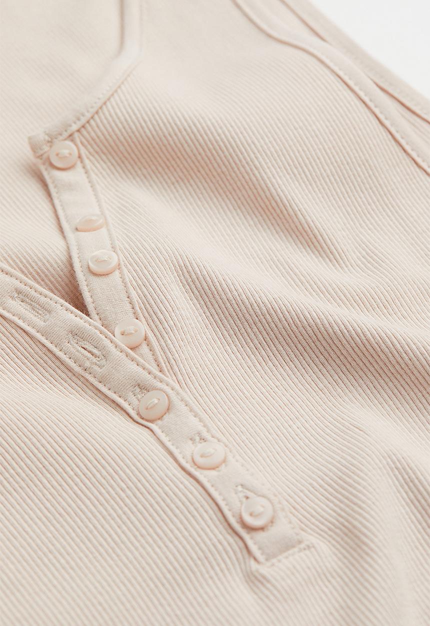 H&M - Ribbed cotton sleeveless top - light beige