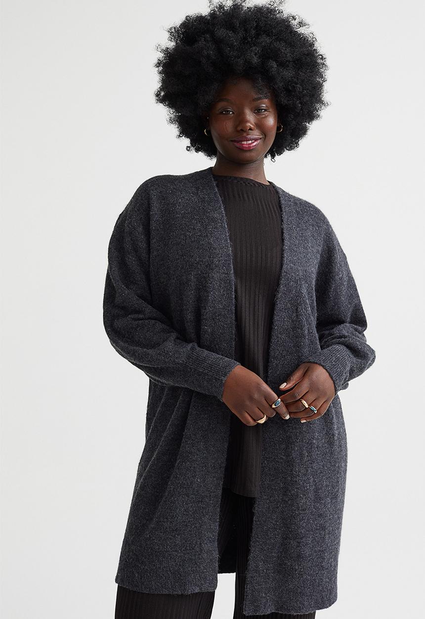 H&M - Long cardigan - dark grey marl