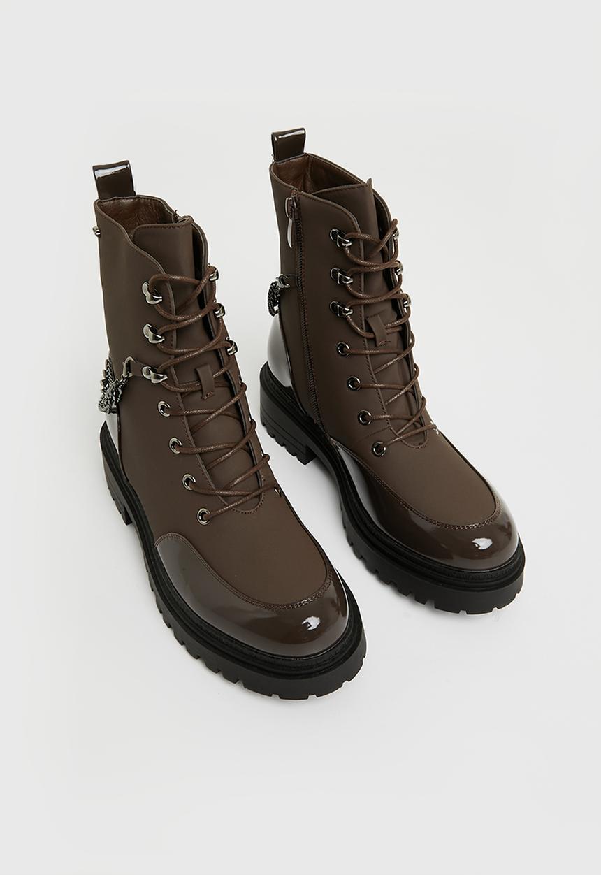 Miss Black - Cure1 biker boot - chocolate