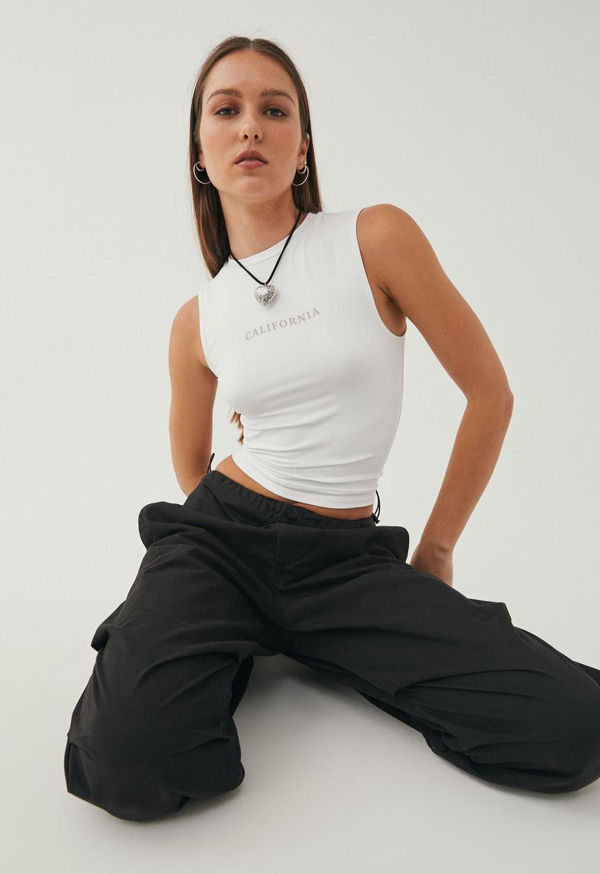 Supré  - Luxe high neck tank - winter white/california