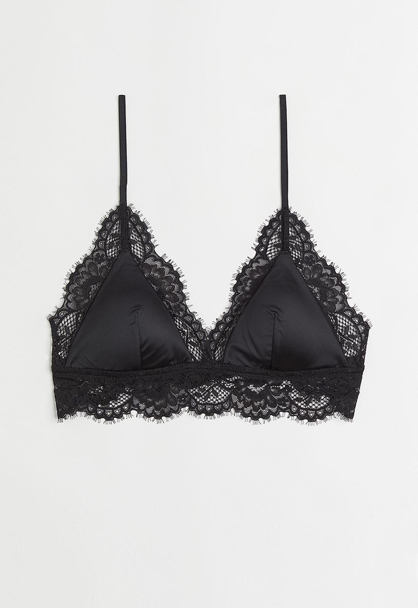 H&M - Lace-trimmed bralette - black