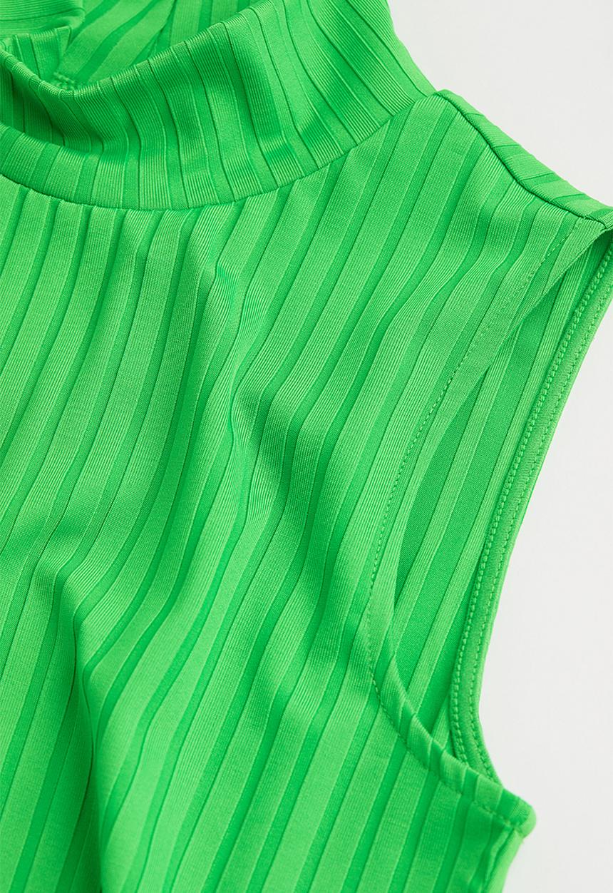 H&M - Ribbed stand-up collar top - bright green