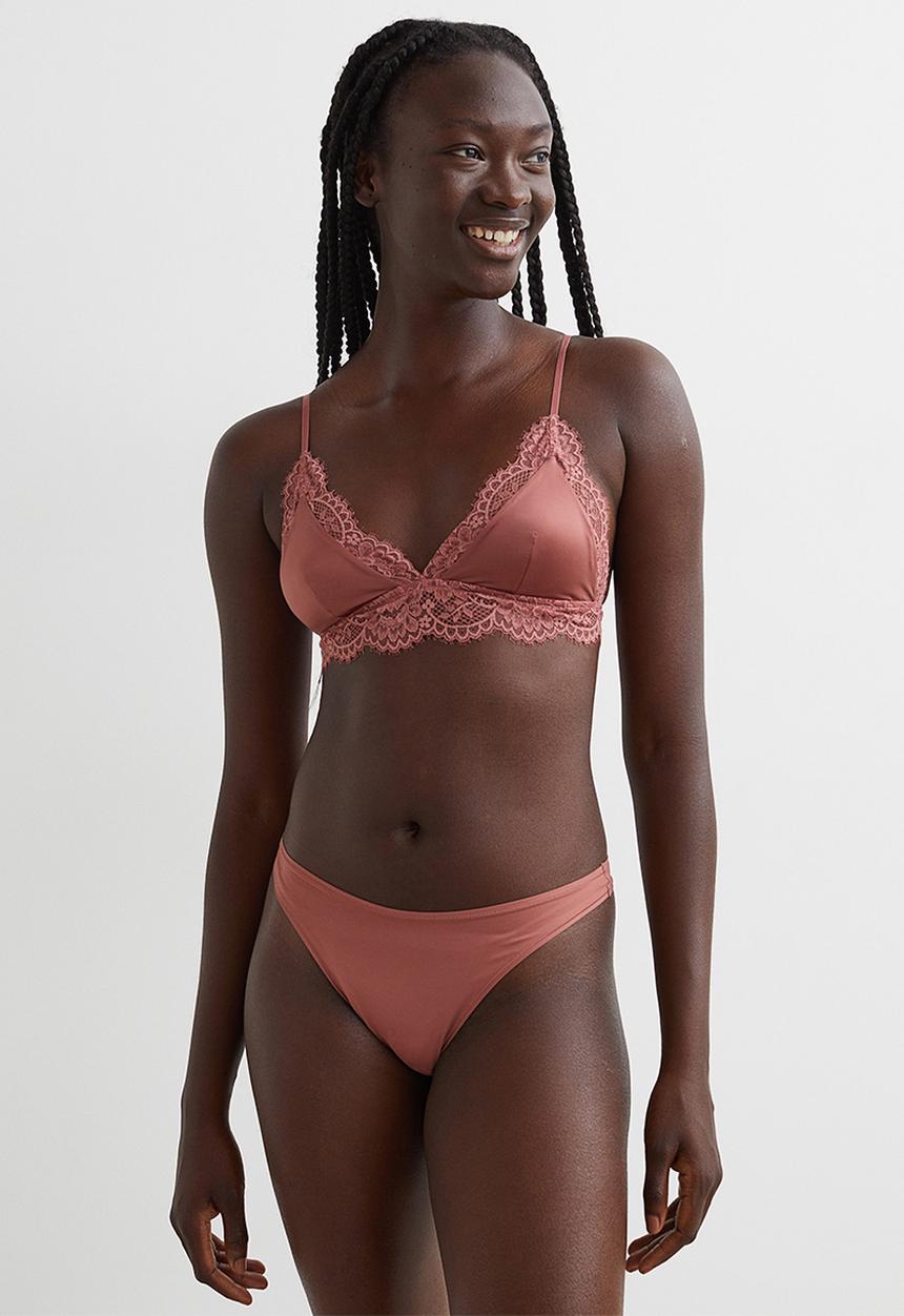 H&M - Lace-trimmed bralette - old rose