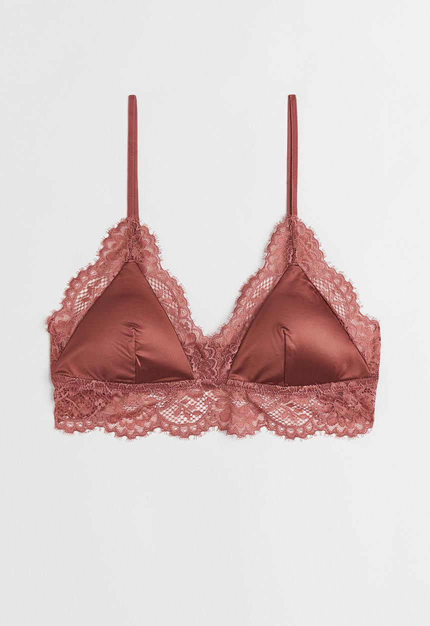 H&M - Lace-trimmed bralette - old rose