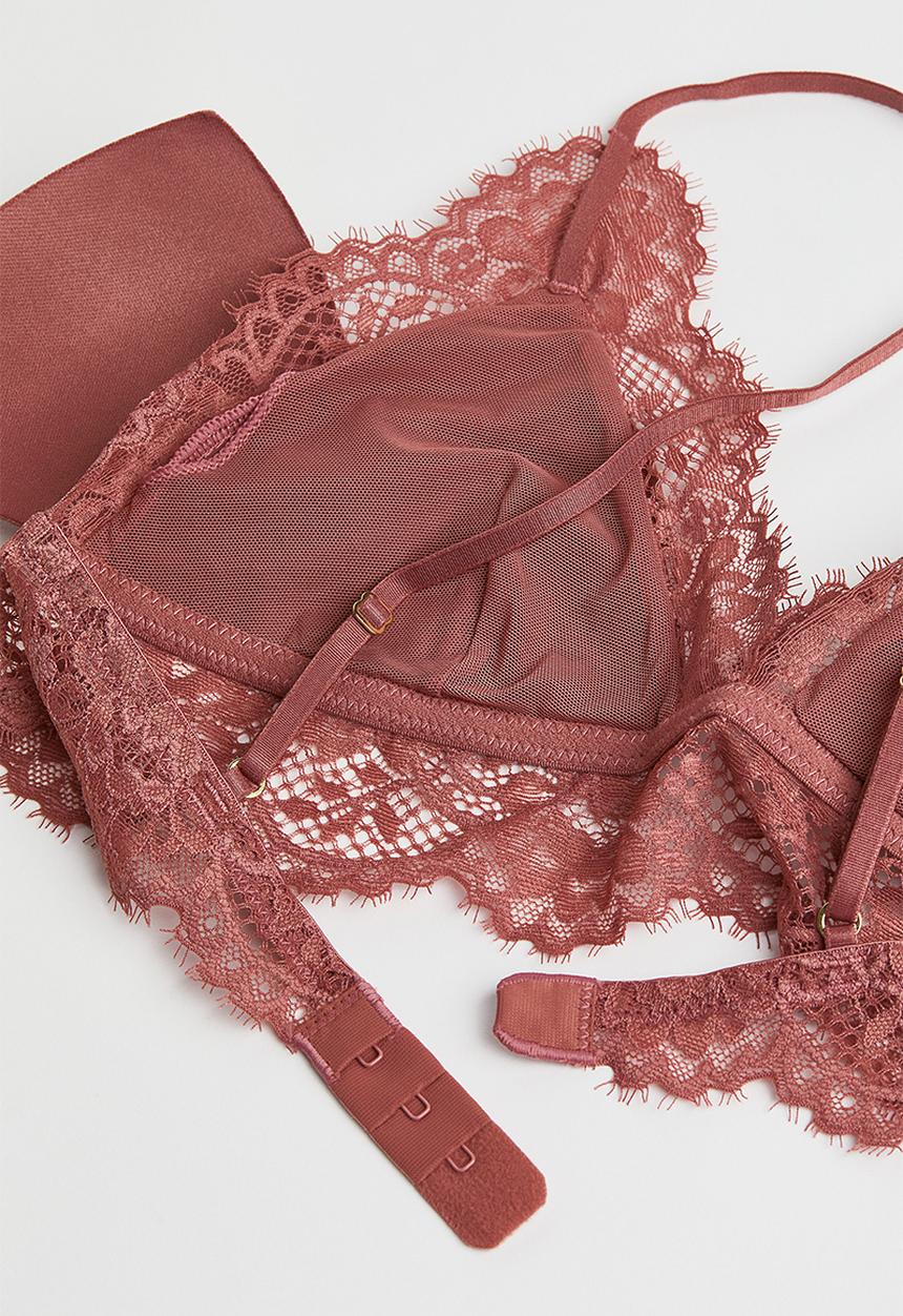 H&M - Lace-trimmed bralette - old rose