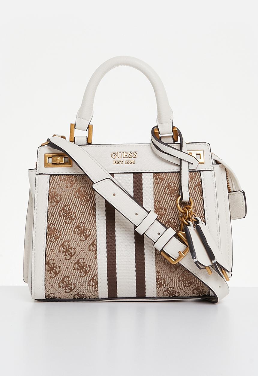 GUESS - Katey mini satchel-latte logo & stone